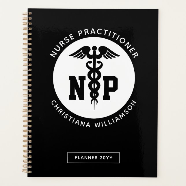 Custom NP Nurse Practitioner Graduation Caduceus Planner (Front)