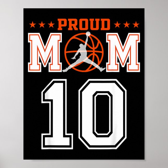 Custom Number 10 Proud Basball Mum Personalised Poster (Front)
