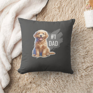 Custom Number 1 Dad Puppy Dog Cushion