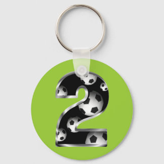 Custom Number 2 Soccer Keychain