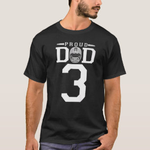 Custom Number 3 Proud Football Dad Personalised Fo T-Shirt