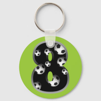 Custom Number 8 Soccer Keychain
