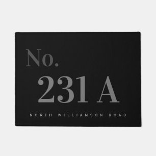 Custom Number Address Typography Grey Black Doormat
