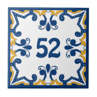 Custom number blue and yellow Azulejos Ceramic Ti