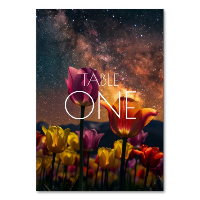 CUSTOM NUMBER Cosmic Tulips Table Number (Back)