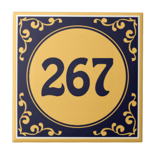 Custom number dark blue Azulejos  Ceramic Tile
