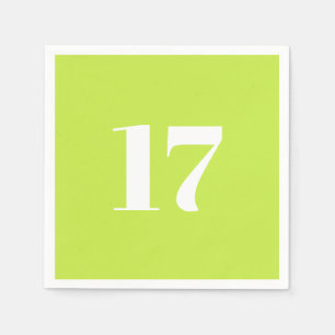 Custom Number Initial lime green white birthday Napkin