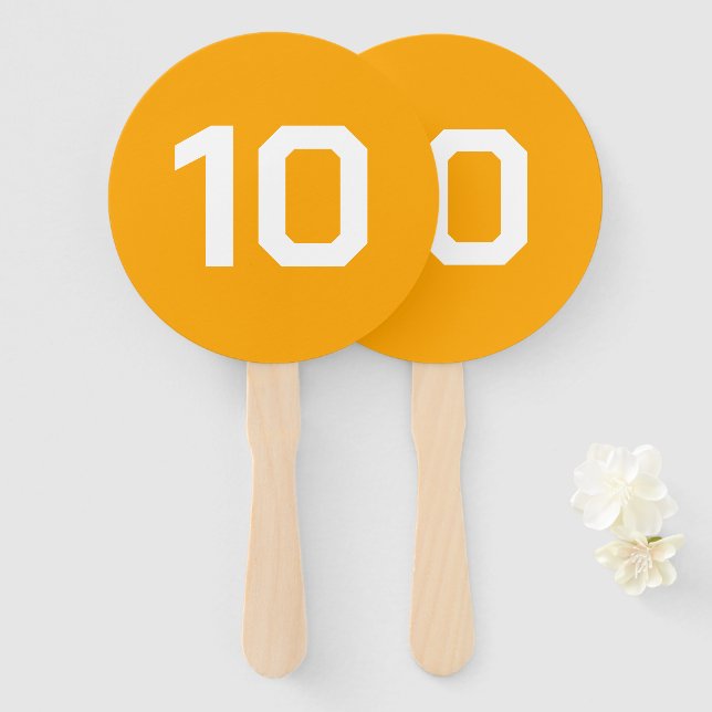 Custom Number | Orange Event Game Score  Hand Fan (Front and Back)
