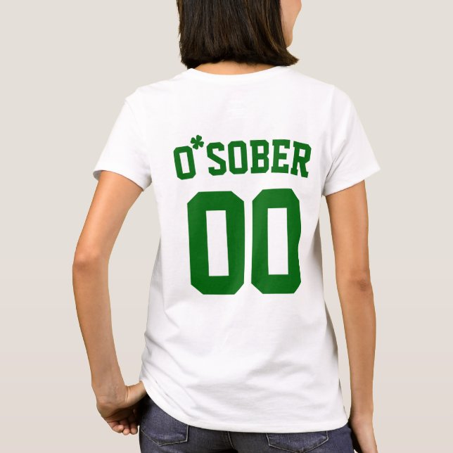 Custom Number So Sober Clover St Patrick's Day T-Shirt (Back)