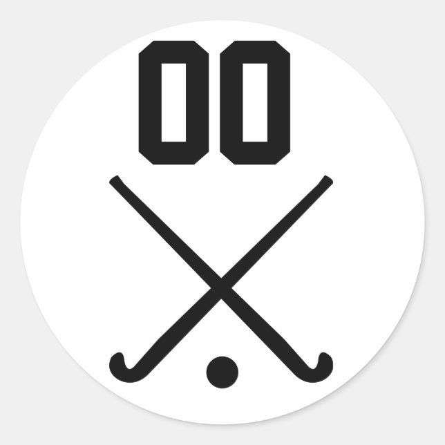 Custom Number Team Field Hockey Classic Round Sticker (Front)
