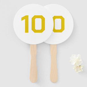 Custom Number   White Gold Event Game Score  Hand Fan