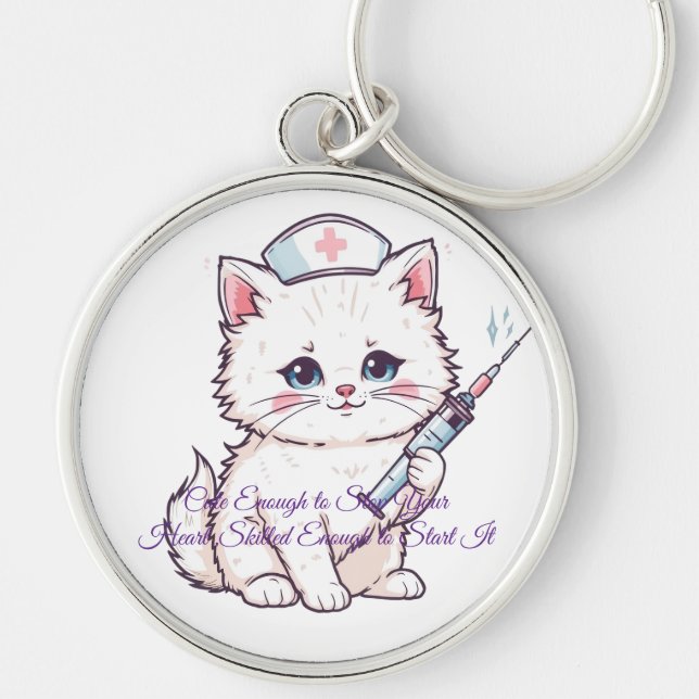 Custom Nurse Cat Skilled Enough Key Ring (Front)
