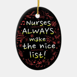 Custom Nurse Christmas Always Make the Nice List Ceramic Tree Decoration