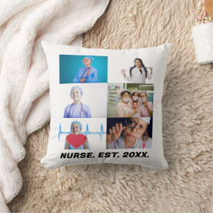 Custom Nurse EST 20XX 6 photo collage Cushion