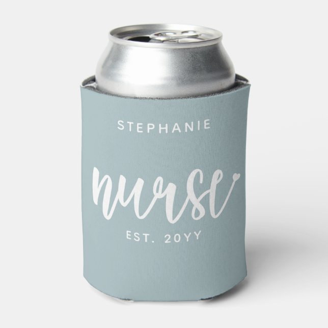 Custom Nurse Est Typography Nurse RN graduation Can Cooler (Can Front)