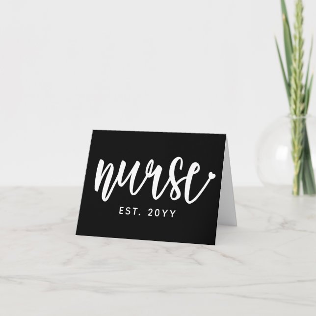 Custom Nurse Est Typography Nurse RN graduation Card (Front)