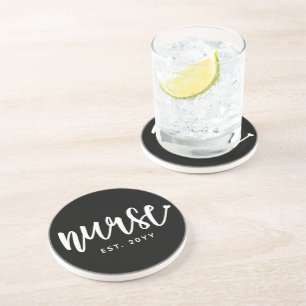 Custom Nurse Est Typography Nurse RN graduation Coaster