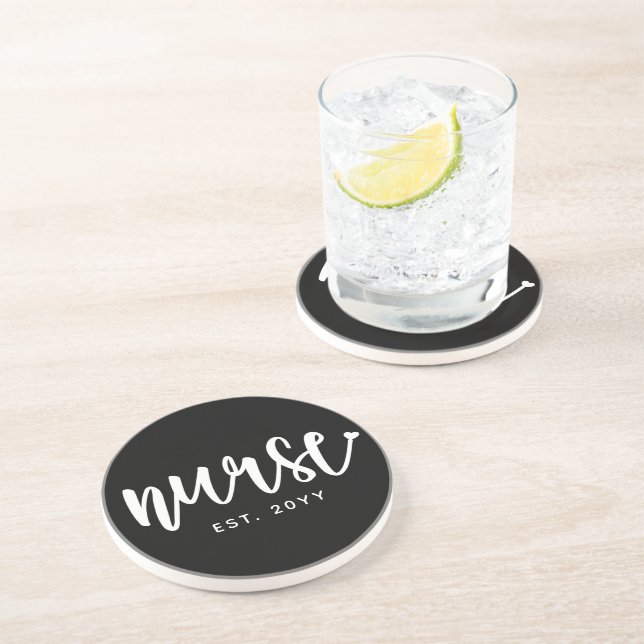 Custom Nurse Est Typography Nurse RN graduation Coaster (Side)