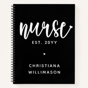 Custom Nurse Est Typography Nurse RN graduation Notebook