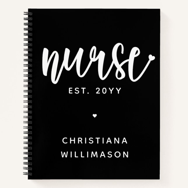 Custom Nurse Est Typography Nurse RN graduation Notebook (Front)