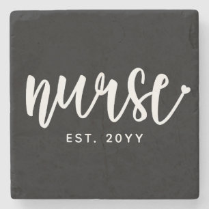 Custom Nurse Est Typography Nurse RN graduation Stone Coaster