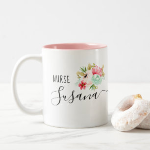 Custom Nurse Grad Nursing School Gift Thank you Two-Tone Coffee Mug