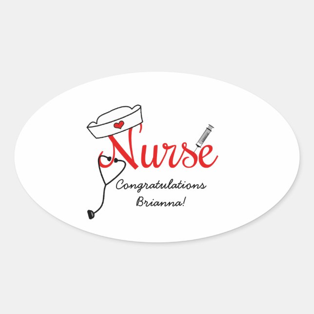 custom Nurse graduation favour stickers RED (Front)