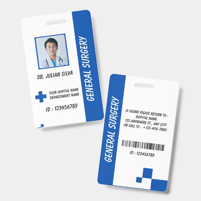 Custom Nurse ID Badge for Healthcare Employees (Front & Back)