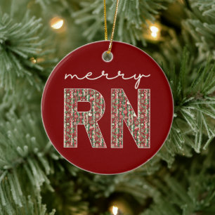 Custom Nurse Merry Nurse Holiday Pattern Ceramic Tree Decoration