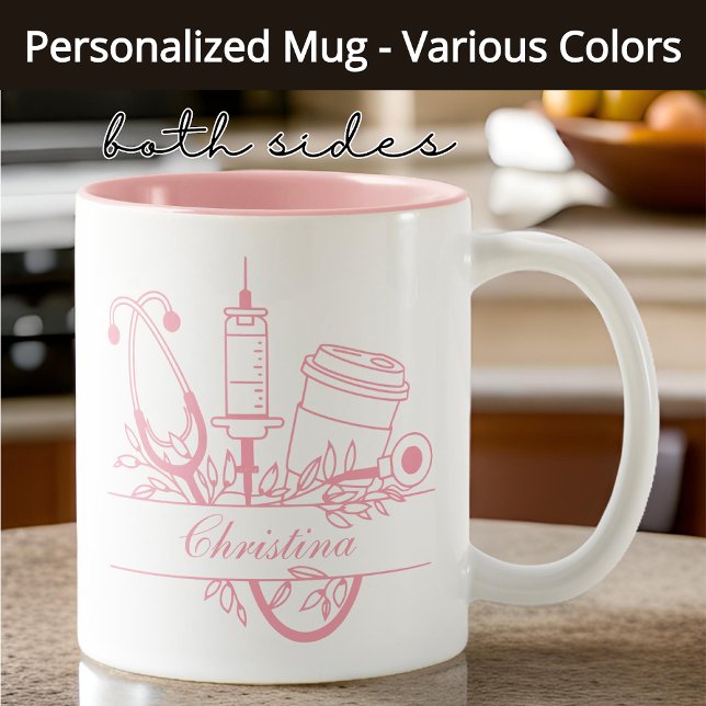 Custom Nurse Mug, Congrats Grad, RN, LPN Gift Two-Tone Coffee Mug (nurse coffee mug, gift for nurse, nurse monogram mug, nurse gift for her, nurse gift for him)