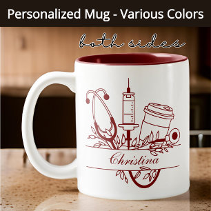 Custom Nurse Mug, Congrats Grad Student Nurse Gift Two-Tone Coffee Mug