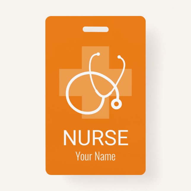 Custom nurse name badge with stethoscope logo ID badge (Front)