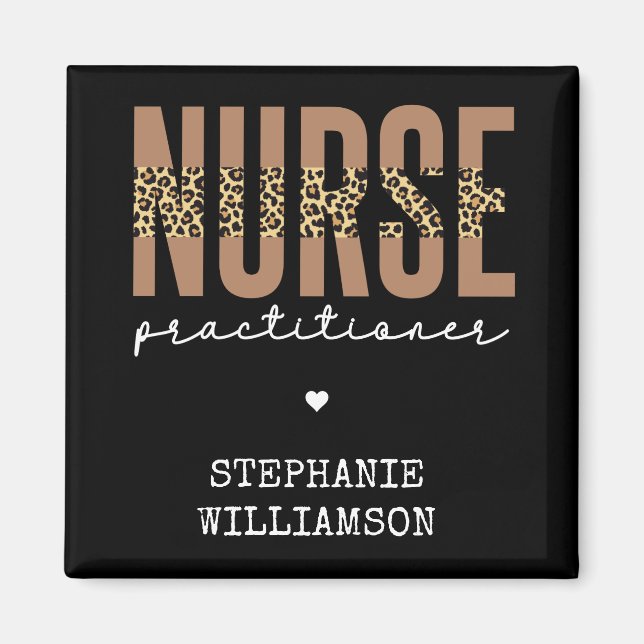 Custom Nurse Practitioner NP cheetah Graduation Magnet (Front)