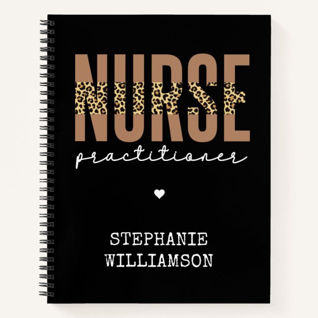 Custom Nurse Practitioner NP cheetah Graduation Notebook (Front)