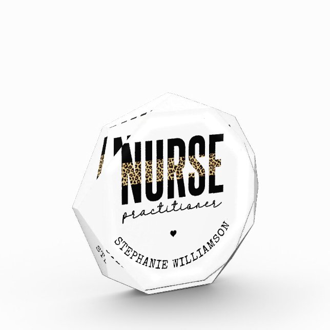 Custom Nurse Practitioner NP cheetah Graduation  Photo Block (Left)