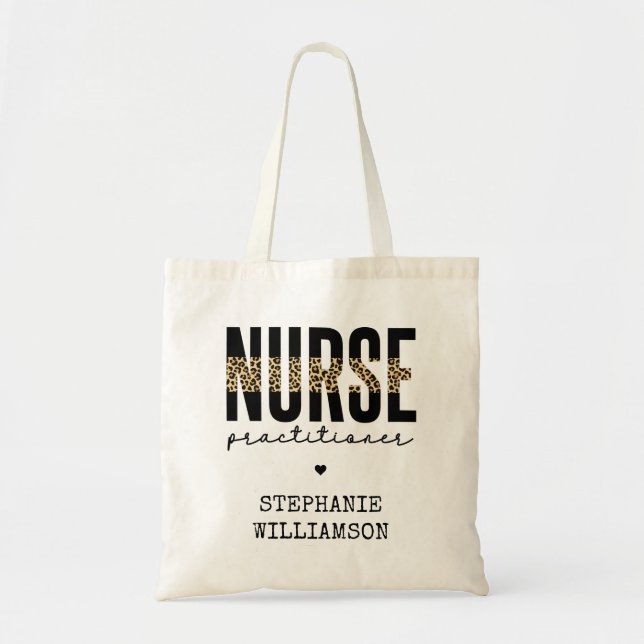 Custom Nurse Practitioner NP cheetah Graduation Tote Bag (Front)