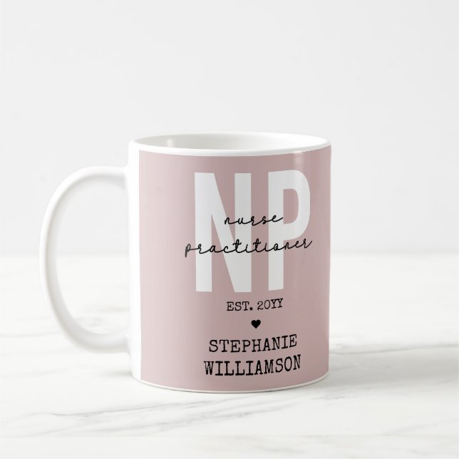 Custom Nurse Practitioner NP Graduation Gift Coffee Mug (Left)