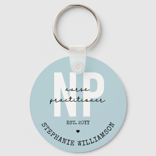 Custom Nurse Practitioner NP Graduation Gift Key Ring (Front)