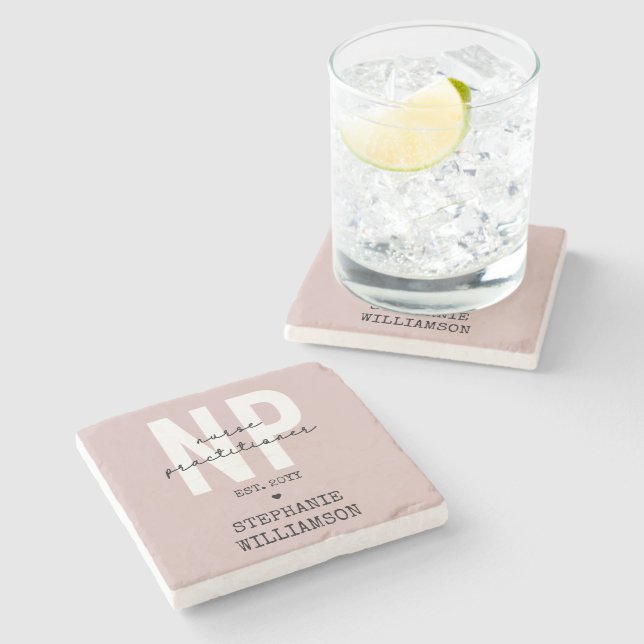 Custom Nurse Practitioner NP Graduation Gift Stone Coaster (Side)