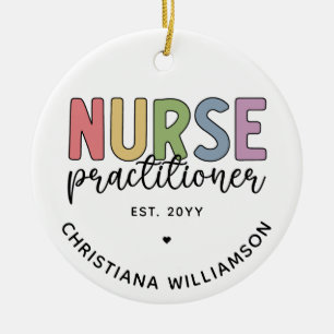 Custom Nurse Practitioner NP Nurse Graduation Ceramic Tree Decoration