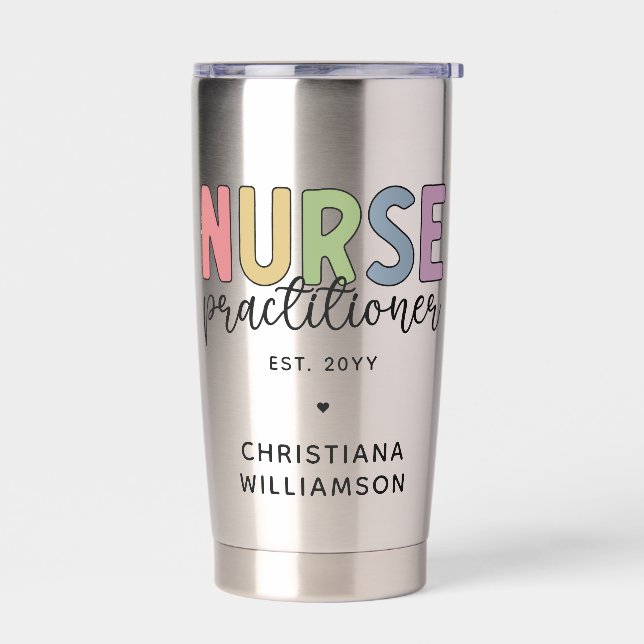 Custom Nurse Practitioner NP Nurse Graduation Insulated Tumbler (Left)