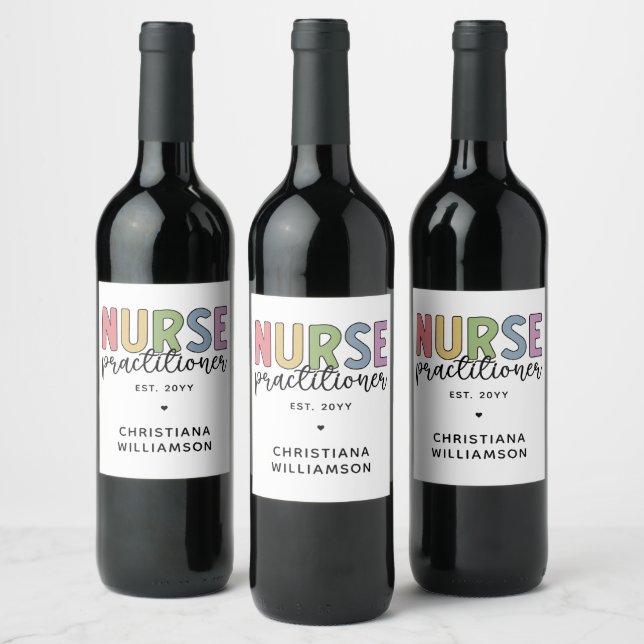 Custom Nurse Practitioner NP Nurse Graduation Wine Label (Bottles)