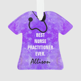 Custom Nurse Practitioner Scrub Top Stethoscope Ornament