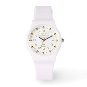Custom NURSE Retirement Watch Gold White Elegant