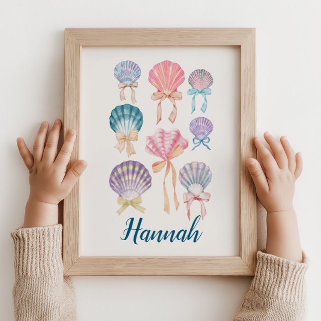Custom Nursery Seashell Coquette Print (Personalized Name Nursery Seashell Coquette Print)