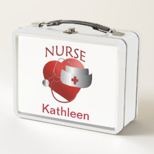 Custom Nurses Have Heart Metal Lunch Box