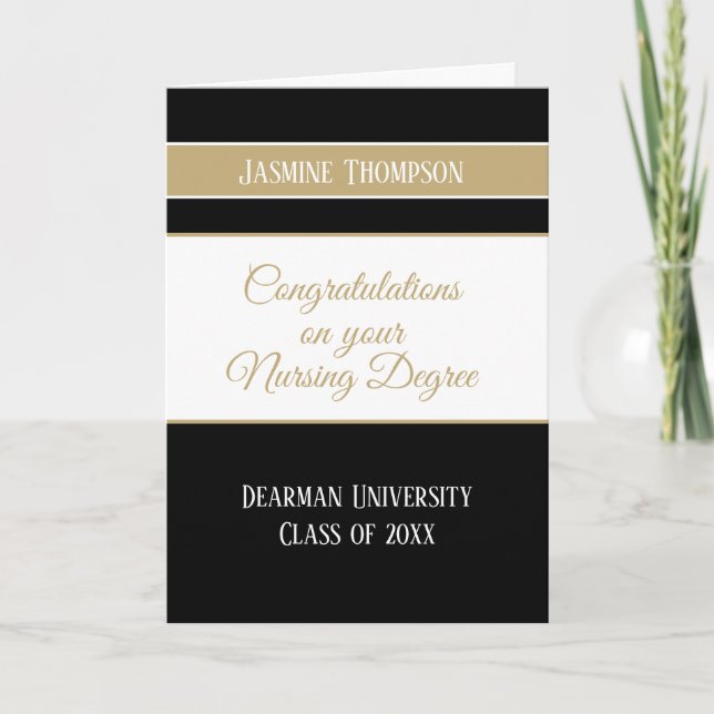 Custom Nursing degree college graduation card (Front)