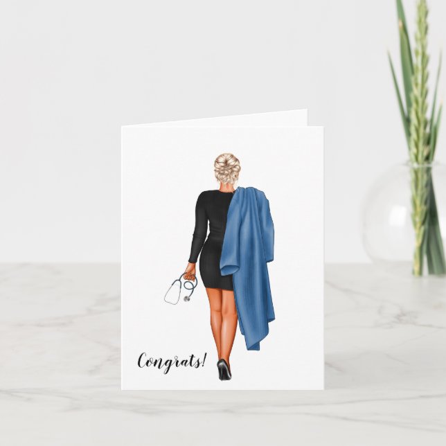 Custom Nursing School Woman (Blonde) Graduation  Card (Front)