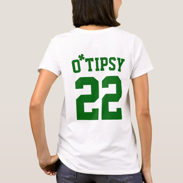 Custom O Tipsy Shamrock Funny St Patrick's Day T-Shirt (Back)