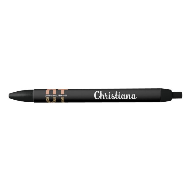 Custom Occupational Therapist OT Appreciation Gift Black Ink Pen (Front)